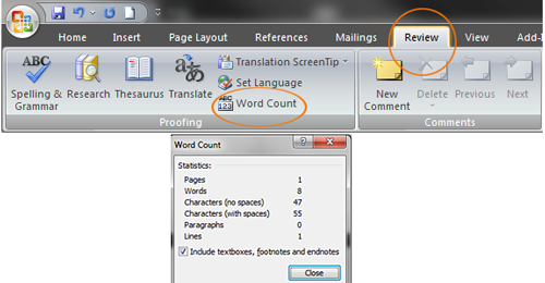 How to find word count in MS Word